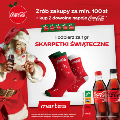 Oferta świąteczna – Skarpety Coca-Cola za 1 grosz