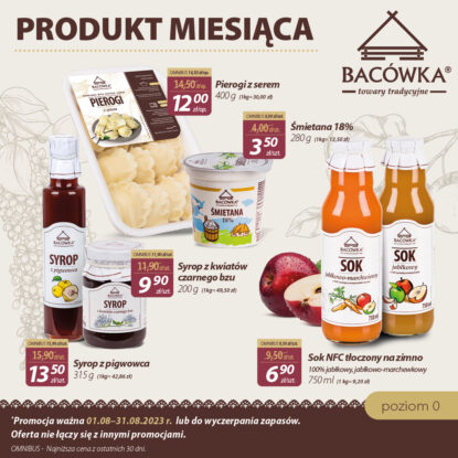 SIERPNIOWA, LETNIA PROMOCJA W SKLEPIE BACÓWKA TOWARY TRADYCYJNE