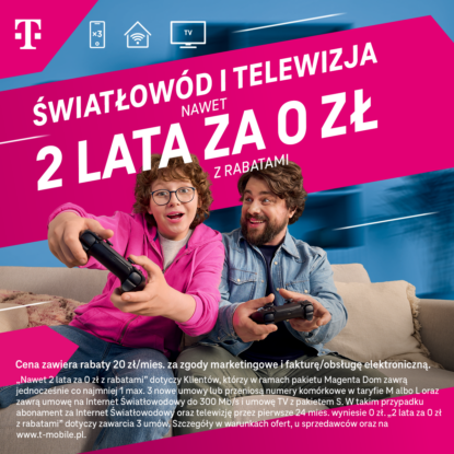 Abonament komórkowy lub światłowód i telewizja nawet 2 lata za 0 zł z rabatami.