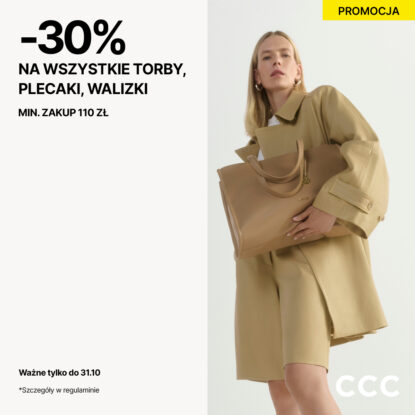  30% na Torby, Plecaki, Walizki. Min. zakup 110zł