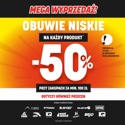 MEGA WYPRZEDAŻ – 50% NA OBUWIE NISKIE
